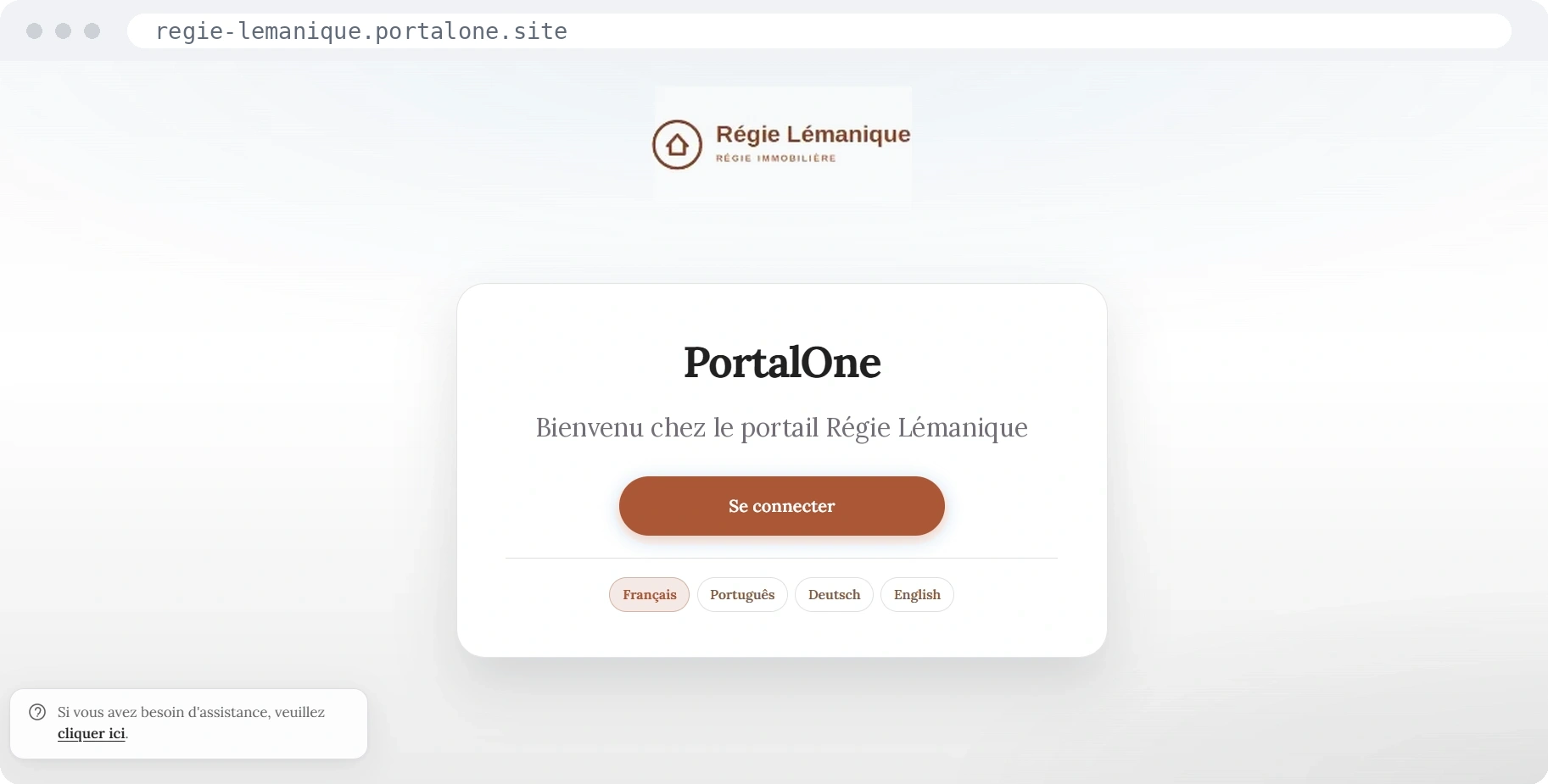 Portail Régie Lémanique — page de connexion