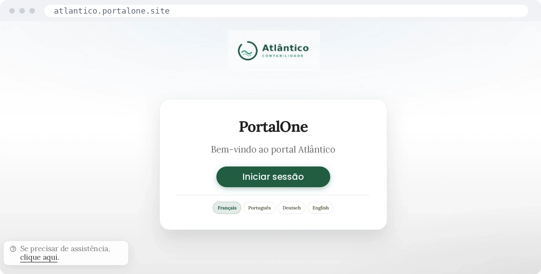 Portal Alpina Fiduciaire — página de início de sessão