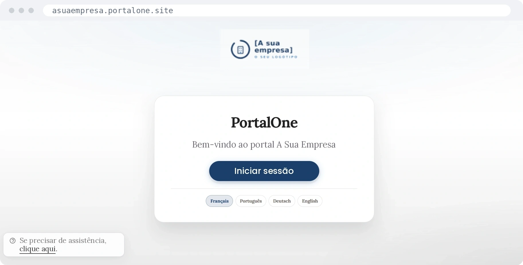 Portal A sua empresa — página de autenticação