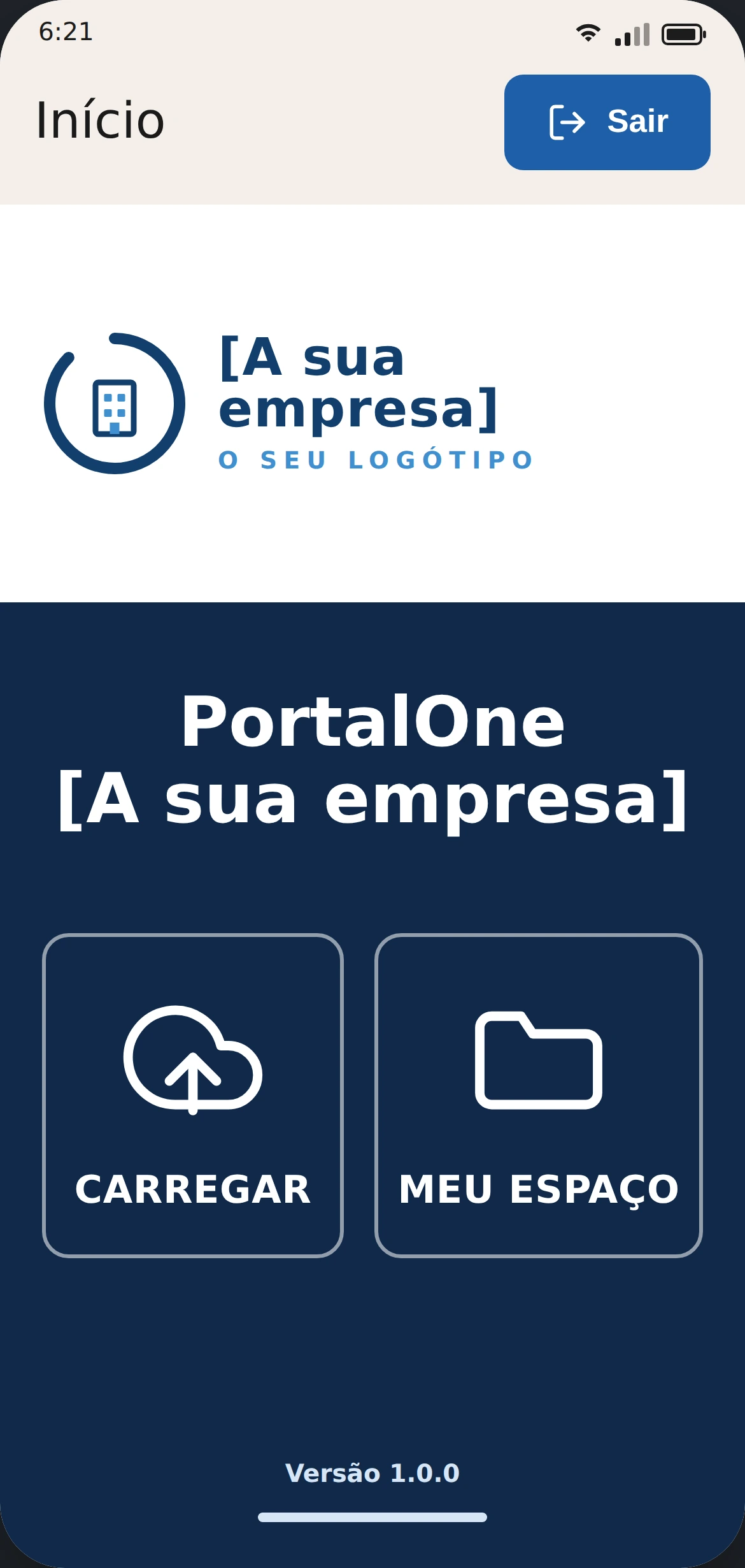 Pré-visualização PortalOne personalizada para a sua empresa